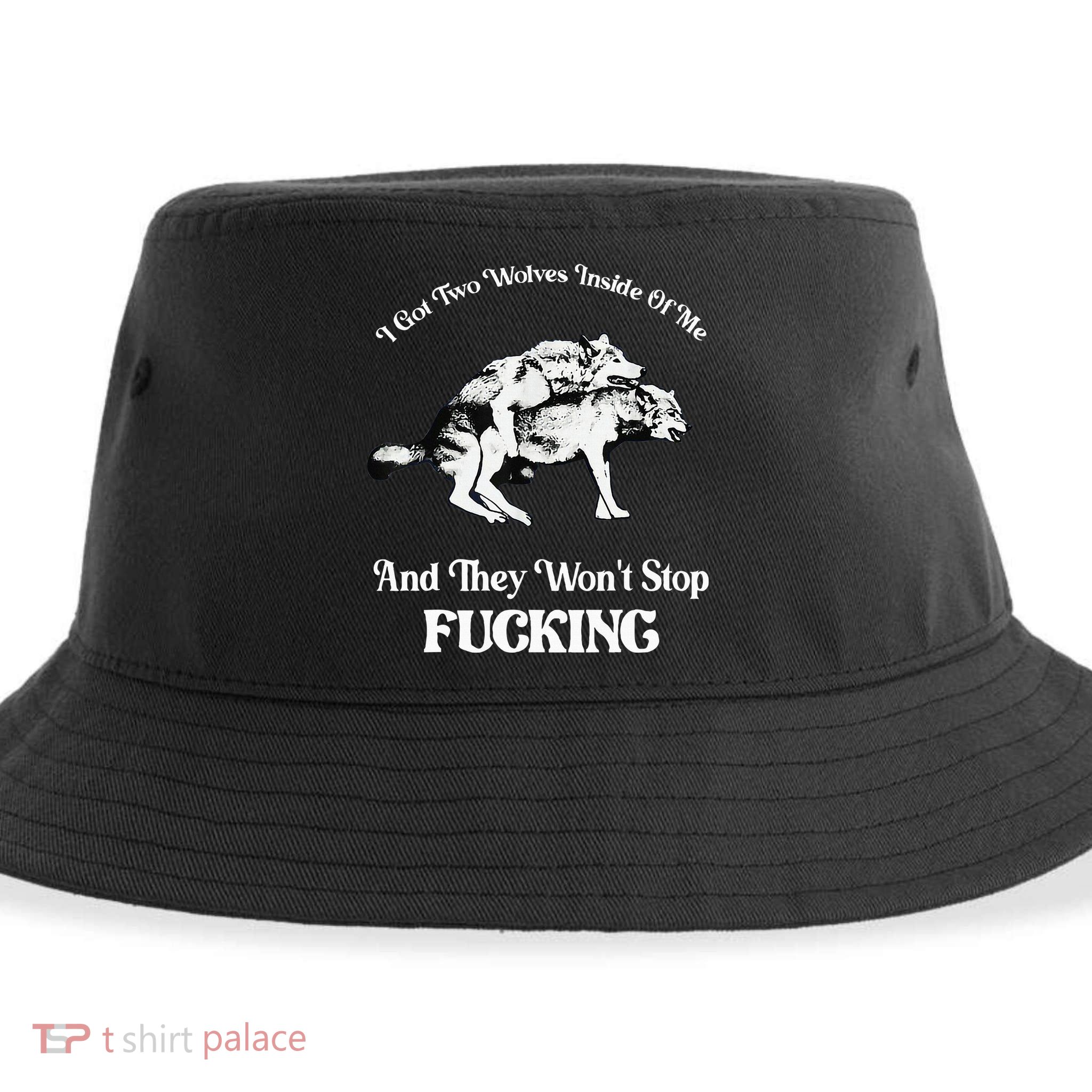 I Got Two Wolves Inside Of Me And They Wont Stop Fuckin Sustainable Bucket Hat