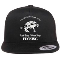 I Got Two Wolves Inside Of Me And They Wont Stop Fuckin Flat Bill Trucker Hat