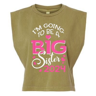 Im Going To Be A Big Sister 2024 Pregnancy Announcement Garment-Dyed Women's Muscle Tee