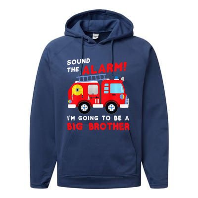 Im Going To Be A Big Brother Firetruck Baby Reveal Performance Fleece Hoodie