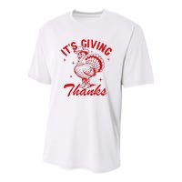 ItS Giving Thanks Cowboy Turkey Fall Autumn Thanksgiving Youth Performance Sprint T-Shirt