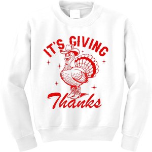 ItS Giving Thanks Cowboy Turkey Fall Autumn Thanksgiving Kids Sweatshirt