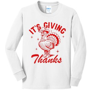 ItS Giving Thanks Cowboy Turkey Fall Autumn Thanksgiving Kids Long Sleeve Shirt