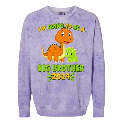 IM Going To Be A Big Brother 2024 Cute Dinosaurs Colorblast Crewneck Sweatshirt