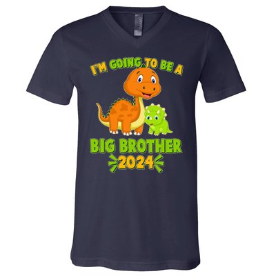 IM Going To Be A Big Brother 2024 Cute Dinosaurs V-Neck T-Shirt