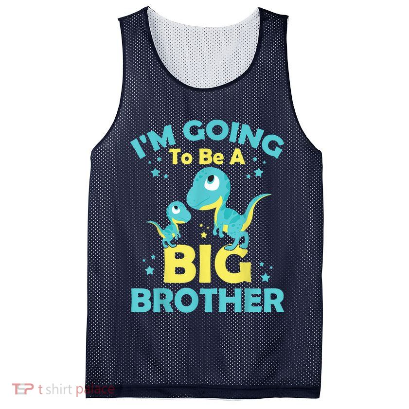 I'm Going To Be A Big Brother Family Dinosaur Cute Funny Mesh Reversible Basketball Jersey Tank