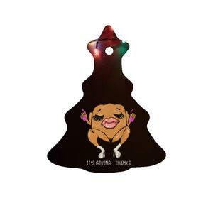 It’S Giving Thanks Turkey Funny Thanksgiving Meme Ceramic Tree Ornament