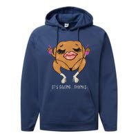 It’S Giving Thanks Turkey Funny Thanksgiving Meme Performance Fleece Hoodie