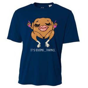 It’S Giving Thanks Turkey Funny Thanksgiving Meme Cooling Performance Crew T-Shirt