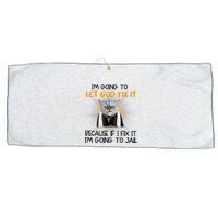 I'm Going To Let God Fix It Funny Cat Large Microfiber Waffle Golf Towel