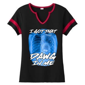 I Got That Dawg In Me Xray Pitbull Ironic Meme Viral Ladies Halftime Notch Neck Tee