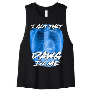 I Got That Dawg In Me Xray Pitbull Ironic Meme Viral Women's Racerback Cropped Tank