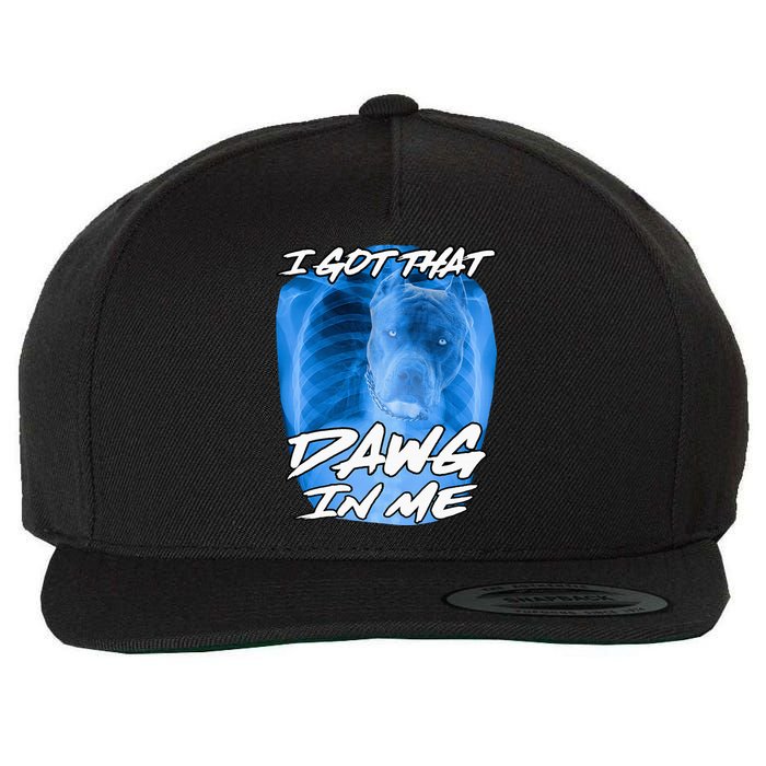 I Got That Dawg In Me Xray Pitbull Ironic Meme Viral Wool Snapback Cap