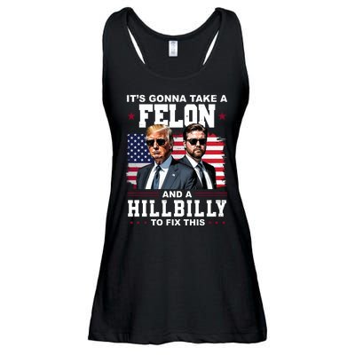 Its Gonna Take A Felon And A Hillbilly To Fix This Pro Trump Vance Ladies Essential Flowy Tank