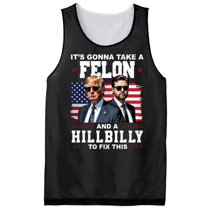 Its Gonna Take A Felon And A Hillbilly To Fix This Pro Trump Vance Mesh Reversible Basketball Jersey Tank