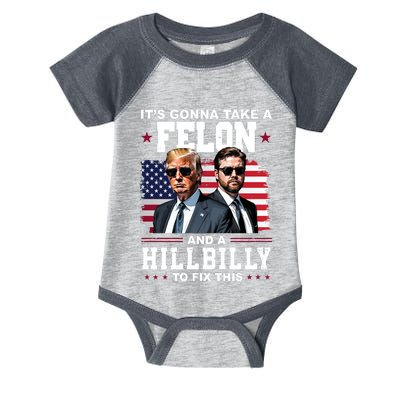 Its Gonna Take A Felon And A Hillbilly To Fix This Pro Trump Vance Infant Baby Jersey Bodysuit