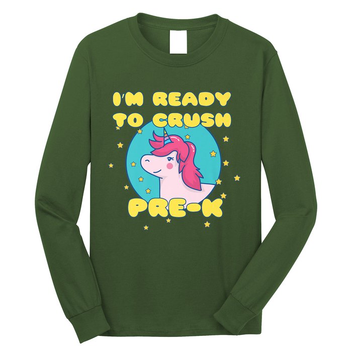 Im Going To Crush PreK Back To School Unicorn Star Long Sleeve Shirt