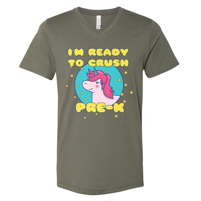 Im Going To Crush PreK Back To School Unicorn Star V-Neck T-Shirt