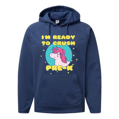 Im Going To Crush PreK Back To School Unicorn Star Performance Fleece Hoodie