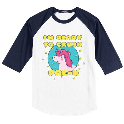 Im Going To Crush PreK Back To School Unicorn Star Baseball Sleeve Shirt