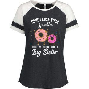 Im Going To Be A Big Sister Baby Announcement Donut Reveal Enza Ladies Jersey Colorblock Tee