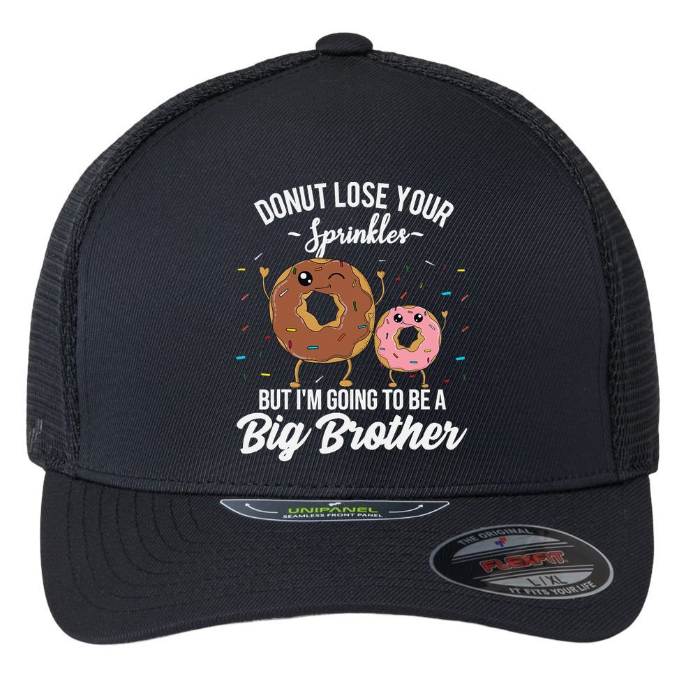 Im Going To Be A Big Brother Funny Donut Baby Announcement Flexfit Unipanel Trucker Cap