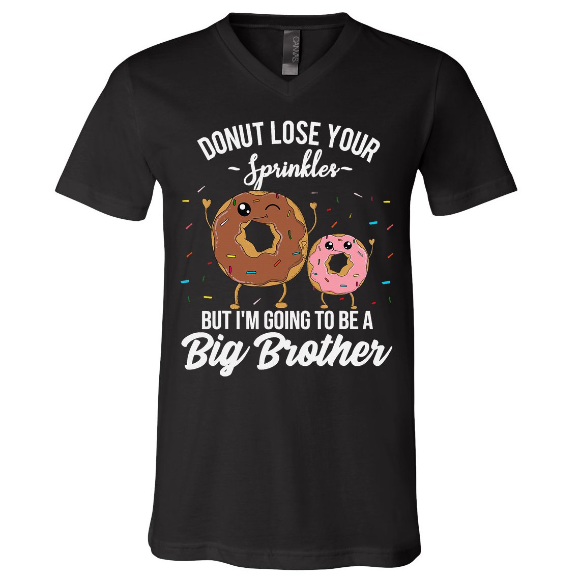 Im Going To Be A Big Brother Funny Donut Baby Announcement V-Neck T-Shirt