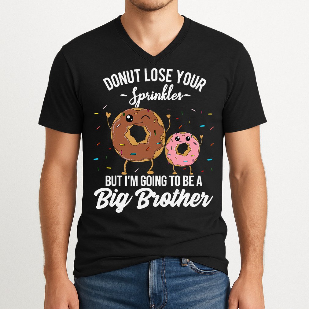 Im Going To Be A Big Brother Funny Donut Baby Announcement V-Neck T-Shirt