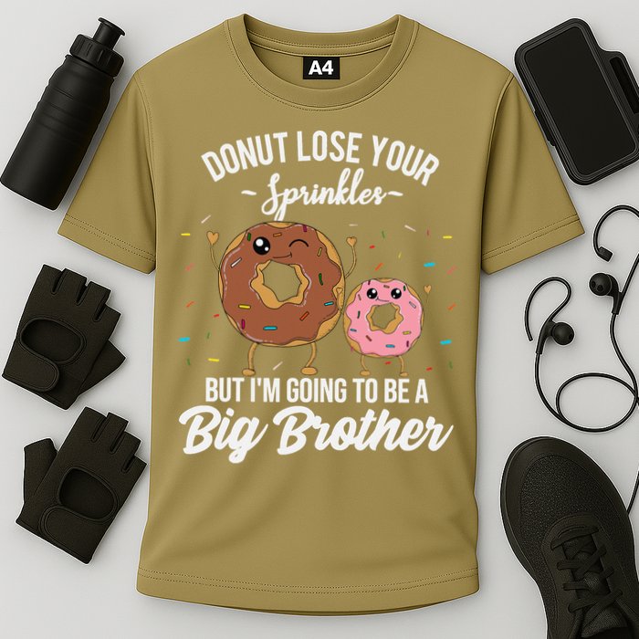 Im Going To Be A Big Brother Funny Donut Baby Announcement Cooling Performance Crew T-Shirt