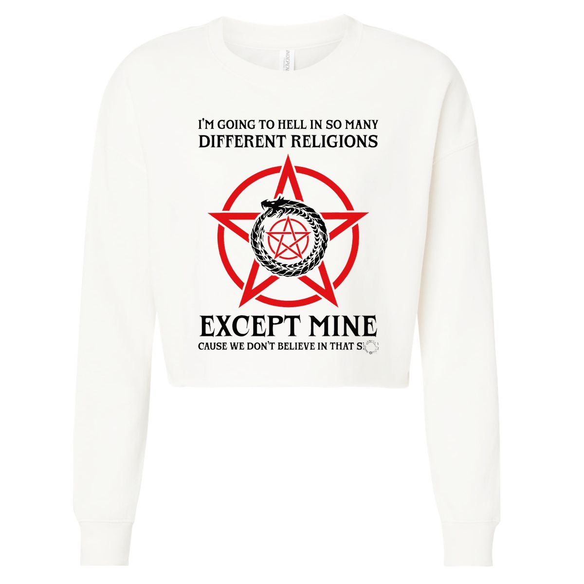 IM Going To Hell In So Many Different Religions Cropped Pullover Crew