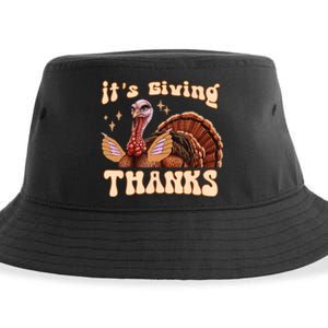 Its Giving Thanks Turkey Thanksgiving Groovy Sustainable Bucket Hat