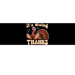 Its Giving Thanks Turkey Thanksgiving Groovy Bumper Sticker