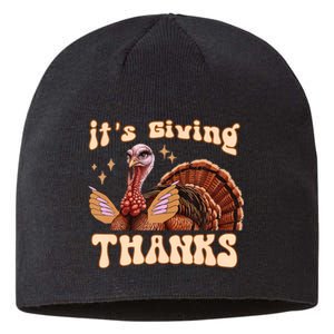 Its Giving Thanks Turkey Thanksgiving Groovy Sustainable Beanie