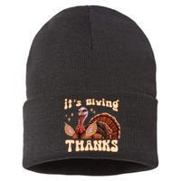 Its Giving Thanks Turkey Thanksgiving Groovy Sustainable Knit Beanie