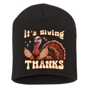 Its Giving Thanks Turkey Thanksgiving Groovy Short Acrylic Beanie