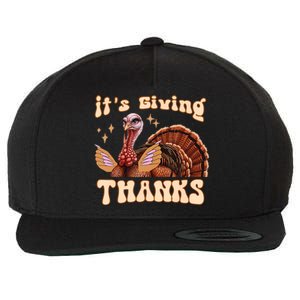 Its Giving Thanks Turkey Thanksgiving Groovy Wool Snapback Cap