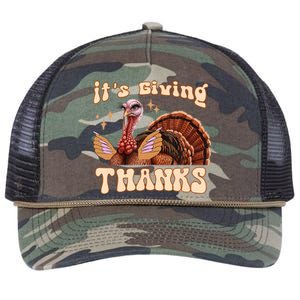 Its Giving Thanks Turkey Thanksgiving Groovy Retro Rope Trucker Hat Cap