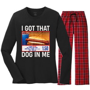 I Got That Dog In Me Funny Hotdogs Combo 4th Of July Mom Dad Women's Long Sleeve Flannel Pajama Set 