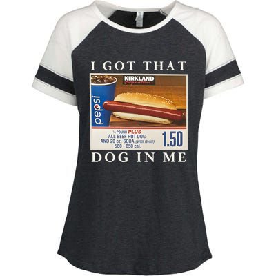 I Got That Hot Dog In Me Enza Ladies Jersey Colorblock Tee