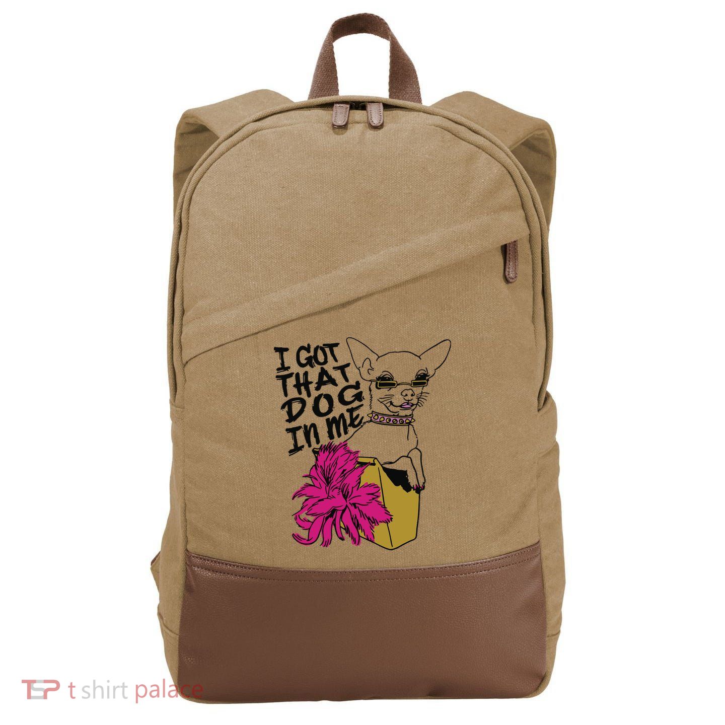 I Got That Dog In Me Chihuahua Cotton Canvas Backpack