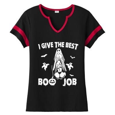 I Give The Best Boo Job Funny Joke Halloween Inappropriate Ladies Halftime Notch Neck Tee