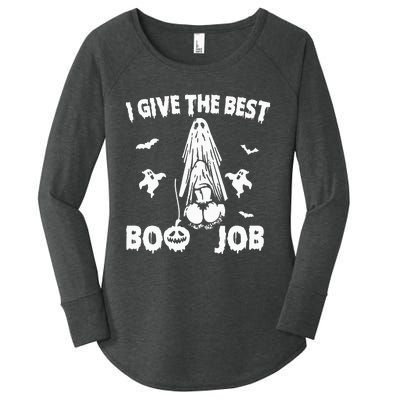 I Give The Best Boo Job Funny Joke Halloween Inappropriate Women's Perfect Tri Tunic Long Sleeve Shirt