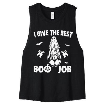 I Give The Best Boo Job Funny Joke Halloween Inappropriate Women's Racerback Cropped Tank