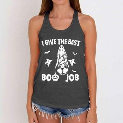 I Give The Best Boo Job Funny Joke Halloween Inappropriate Women's Knotted Racerback Tank