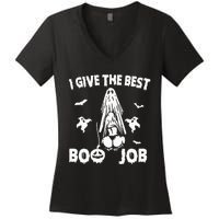 I Give The Best Boo Job Funny Joke Halloween Inappropriate Women's V-Neck T-Shirt