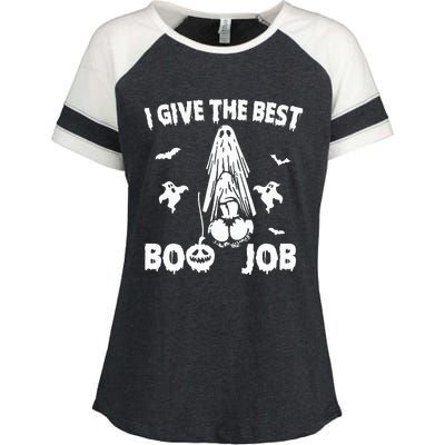 I Give The Best Boo Job Funny Joke Halloween Inappropriate Enza Ladies Jersey Colorblock Tee