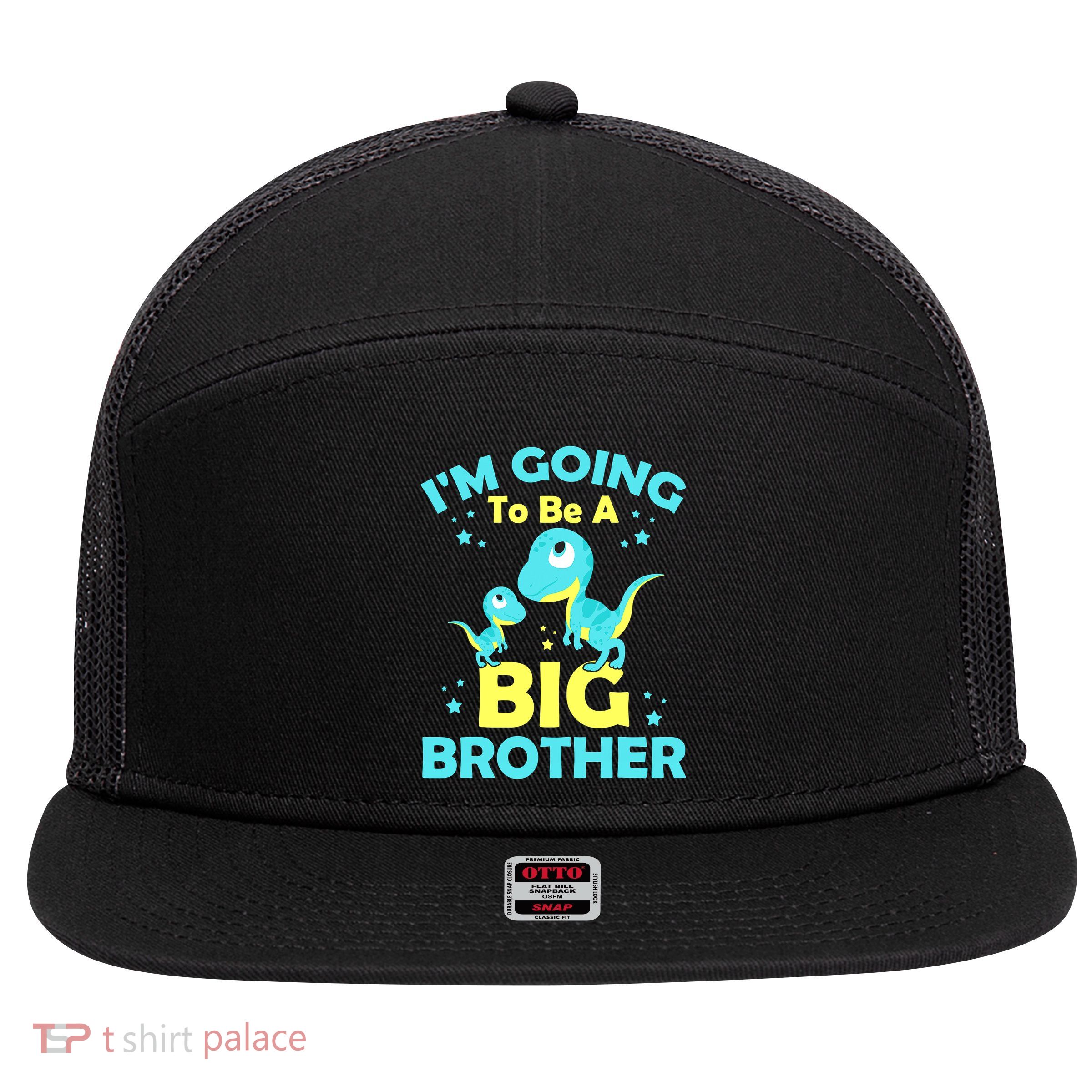 I'm Going To Be A Big Brother Cute Dinosaur 7 Panel Mesh Trucker Snapback Hat