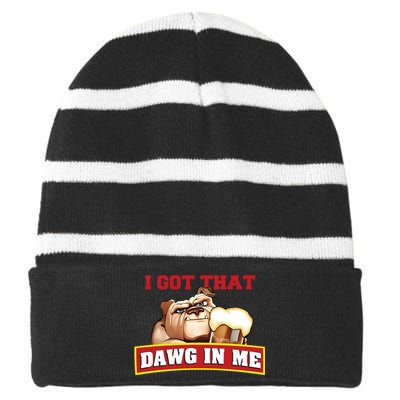 I Got That Dawg In Me Root Beer Dawg Striped Beanie with Solid Band