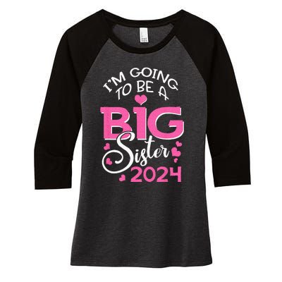 Im Going To Be A Big Sister 2024 Pregnancy Announcement Women's Tri-Blend 3/4-Sleeve Raglan Shirt