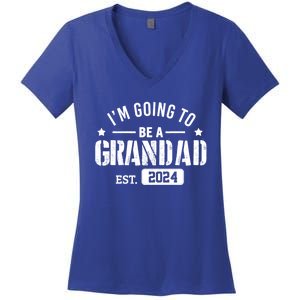 Im Going To Be A Grandad Est 2024 Funny Gift Promoted To Grandpa Great Gift Women's V-Neck T-Shirt